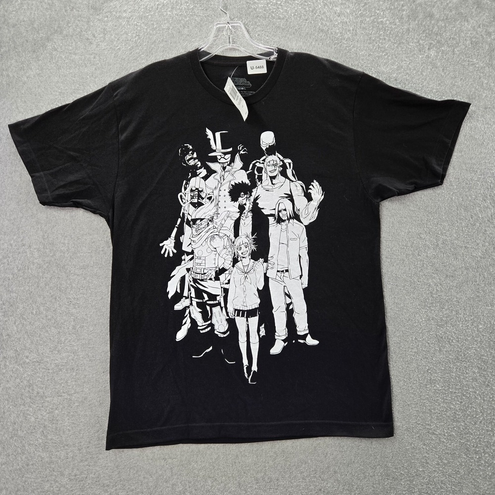 My Hero Academia Men Shirt‎ Large Black Vanguard Action Squad Short Sleeve NWT